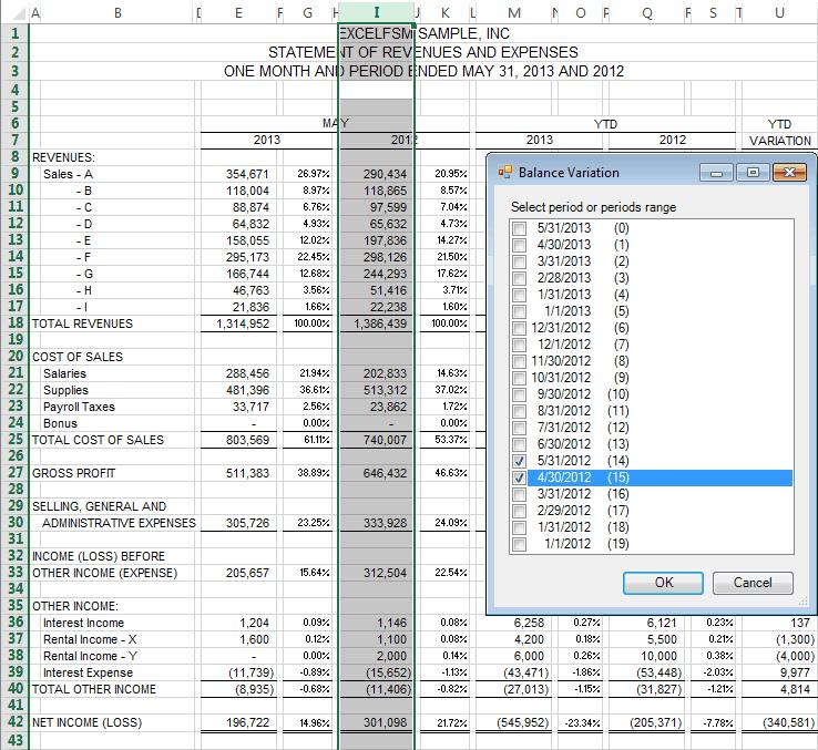 Building a report 53 Balance Variation is also useful for building periodic (Monthly, Quarterly, etc.) financial statements.