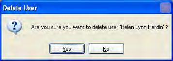 3. Click on Yes to delete the selected user. The user will be deleted from the User List.