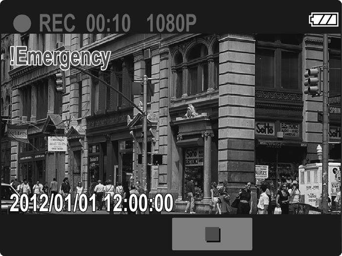3.1.3 Emergency Recording During video recording, press the button to continuously record the video in one file until the memory card storage is full or the recording is manually stopped.