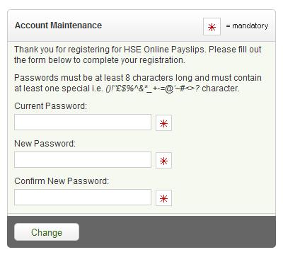 7. Online Payslip Account Maintenance 7.1. Change my Password The following box will appear. Follow the instructions on screen to change your password. You will be prompted to set a password.