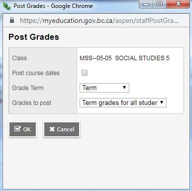 the Post Grades button, which will allow you to access that content for
