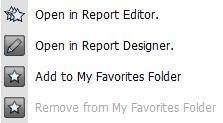 Adding a Report to Your Favorites List While viewing a report, you can quickly add or remove it from your favorites list using the shortcut menu, as shown below: a. 1. Open up/view a report. 2.