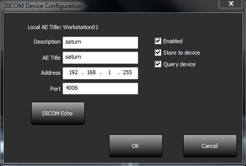 FIGURE 1. DICOM Configuration Window 4. Select the DICOM Echo button. 5. Check the network settings and confirm that port 104 is open and accessible on the suitedxt host. 6.