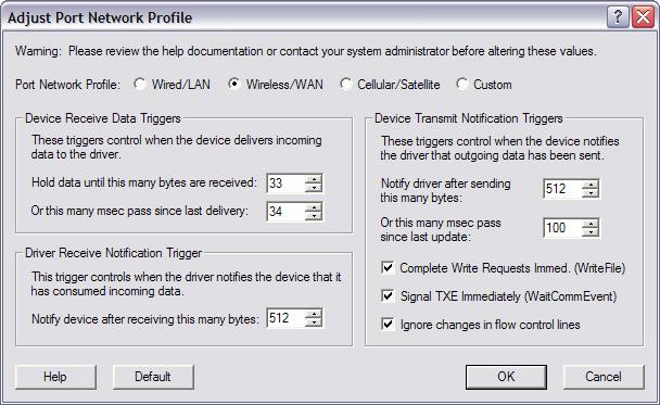 Cellular/Satellite, Custom (create your own profile) Each of these settings configures the port to better utilize network resources based on the type of network being used.