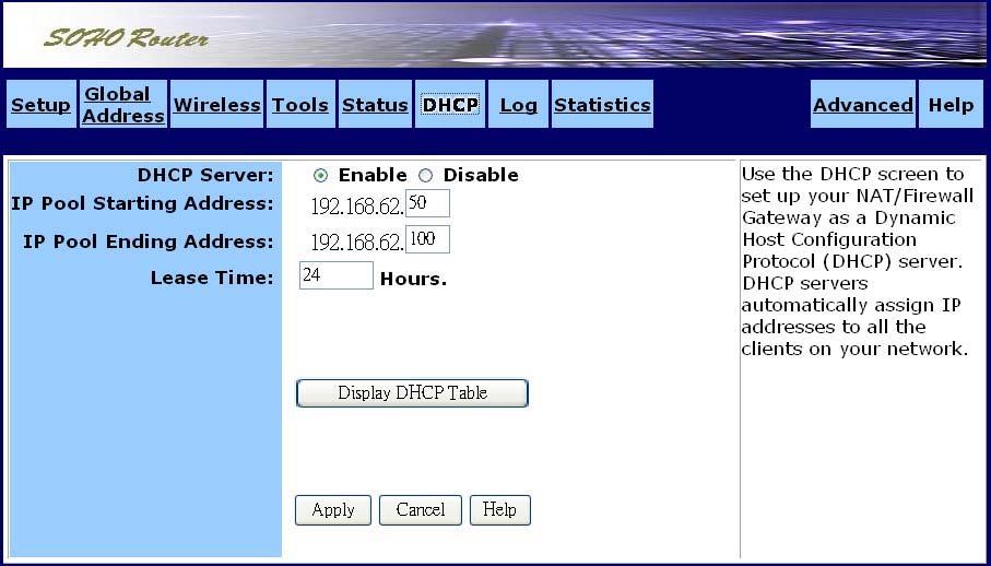 DHCP Use the DHCP screen to set up your router as a Dynamic Host Configuration Protocol (DHCP) server. DHCP servers automatically assign IP addresses to all the clients on your network.