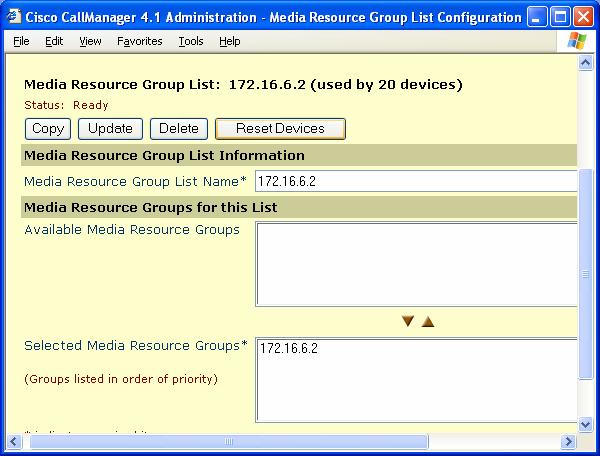 4.10 Media Resource Group List The media resource group list is a grouping of media
