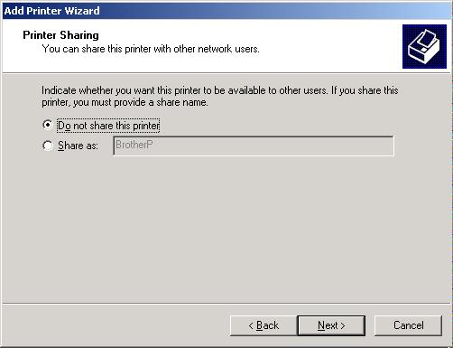 In the Printer name box, type in the P-touch printer name to be used in Microsoft Windows