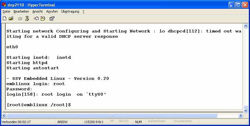DIL/NetPC DNP/9200 User Manual Installing the SSH Connection 3 INSTALLING THE SSH CONNECTION 3.1 Uploading the SSH Files on the DNP/9200 Start the HyperTerminal connection you created in chapter 2.5.