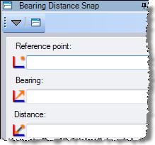 The Bearing Distance Snap pane displays. These controls enable you to calculate a point based on a beginning point, a bearing, and a distance.