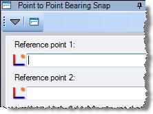 The Bearing Bearing Snap pane displays. l. In the Reference point 2 field, enter 3. m. Right-click in the Bearing 2 field. n.