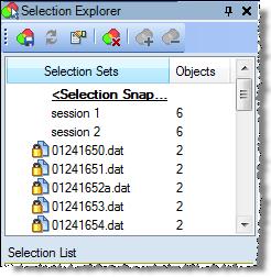 Step 3. Create a selection set The Selection Explorer pane displays. The Selection Explorer contains two lists: The Selection Sets list in the top half of the pane.