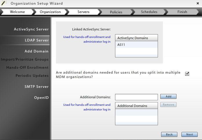 Add Domains Domain settings determine the server domain credentials with which users hands-off enroll or administrators log in to the dashboard.