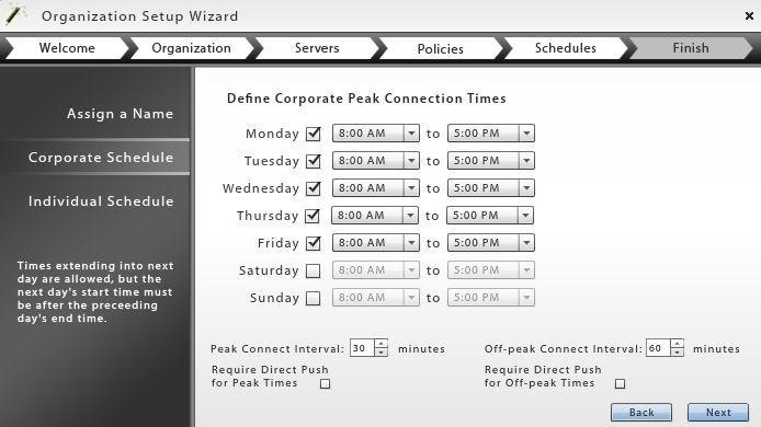 Create the Organization s Default Device Connection Schedule You need to create a default device connection schedule for the organization.