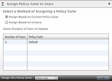 group s policy suite by using the Assign Policy Suite To