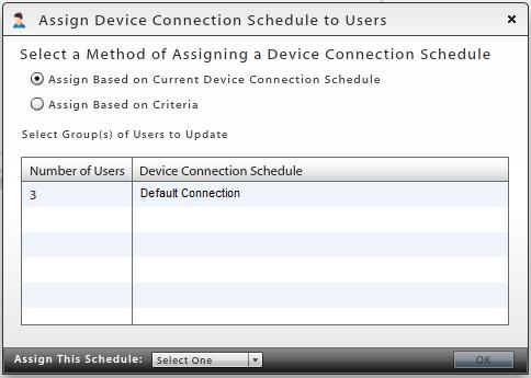 Tips on Using Device Connection Schedules You must specify a device connection schedule when you add a user. Users added by import methods all have the same device connection schedule.