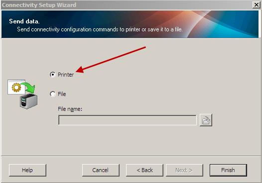 Choose Printer then FINISH The wireless setup commands will