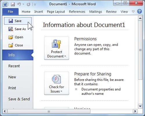 You should save the document periodically, to avoid the possibility of losing the work you ve done.