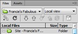 2) Right click on the name of the site in the Files panel (or in a blank area of the files panel) and select New File. 3) For the file name enter index.html.
