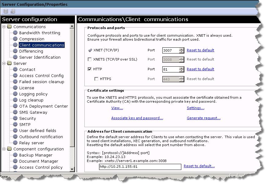 2.1.2.5 Client communications Following is a basic configuration done for Client communications part.