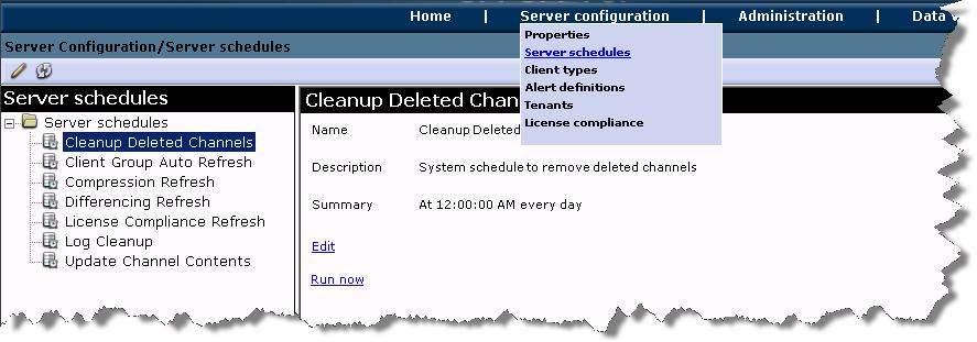 2.1.2.8 Server scheduled This is to define maintenance tasks for Afaria server.