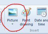 Inserting a Picture 1. On the home ribbon click on the Picture icon. 2.