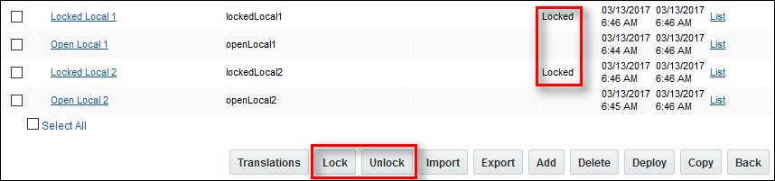 LOCK OR UNLOCK A UTIL LIBRARY FUNCTION Administrators can use the Util BML Library Function List page to lock util library functions, which hides the implementation details (e.g. BML) from other administrators.