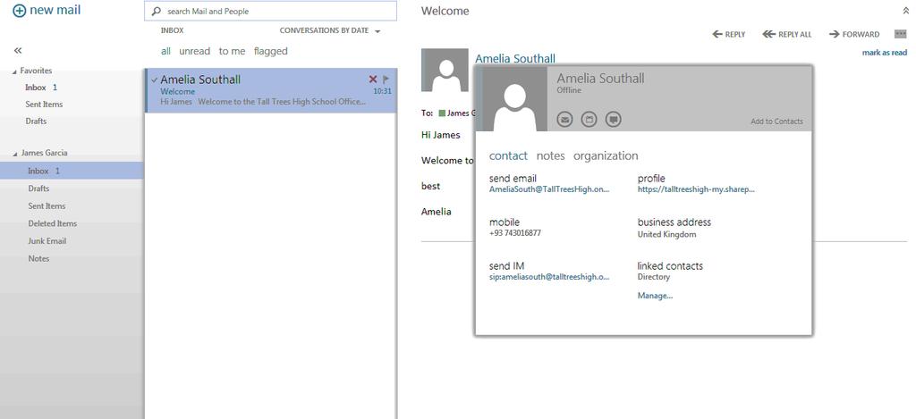 He selects save when he has finished and Office 365 now creates his personal contacts group for him.