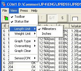 Unit Setting Select the data unit. Click [View] on the menu bar and select [Length Unit] or [Weight Unit] from the pull-down menu.