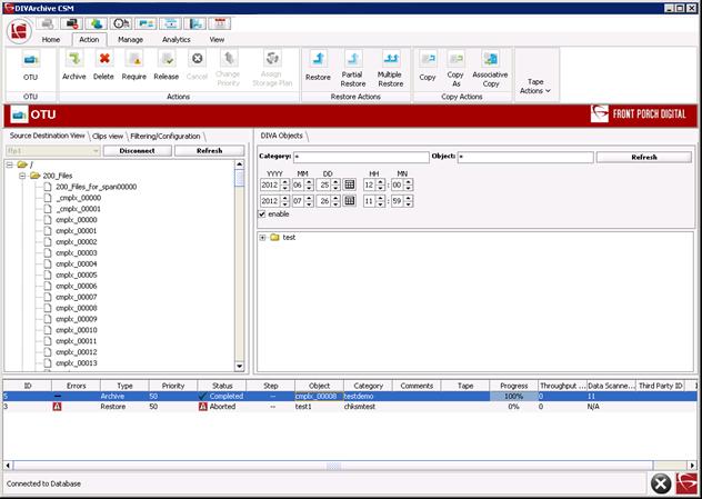 Figure 10: Control GUI Showing Request Results from Archive Request After clicking the Submit button, the result of the Archive Request will be shown in the bottom OTU Request Panel. 4.