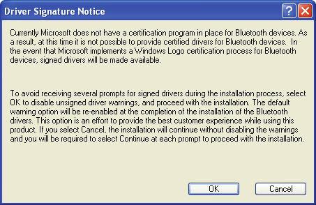 Step 5: Click OK to ignore un-signed driver warning.