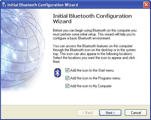 Select Bluetooth Services When the first time Widcomm driver is installed, and USB Bluetooth Dongle is