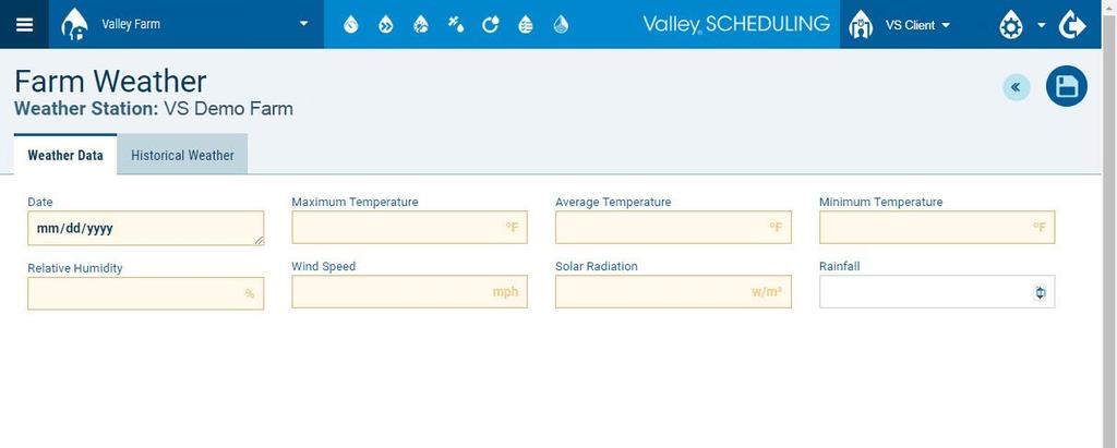 However, when data is not automatically entered, you can add weather data by clicking Registration and
