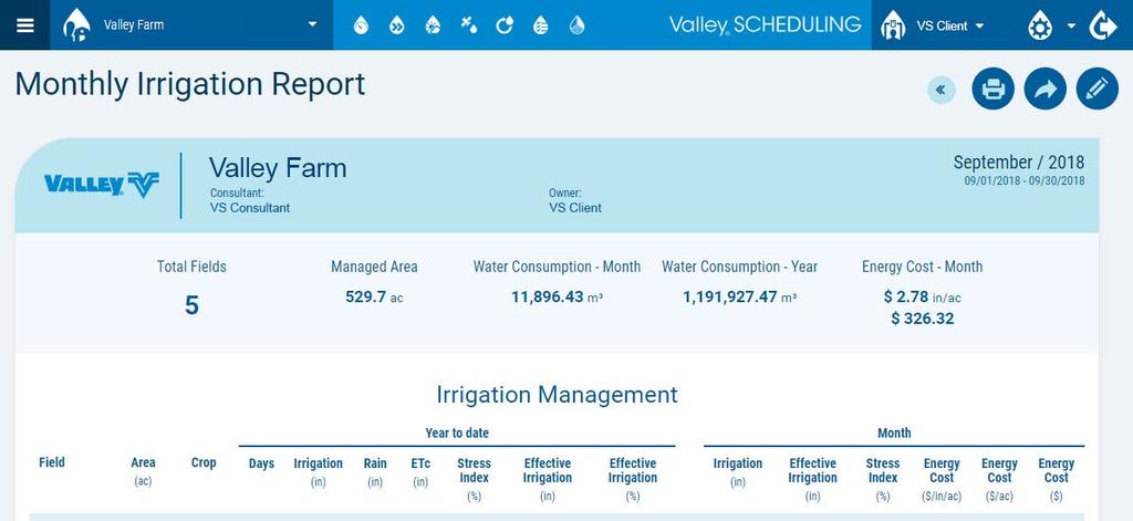 On the irrigation reports screen, click the Registration button at the top of the page.