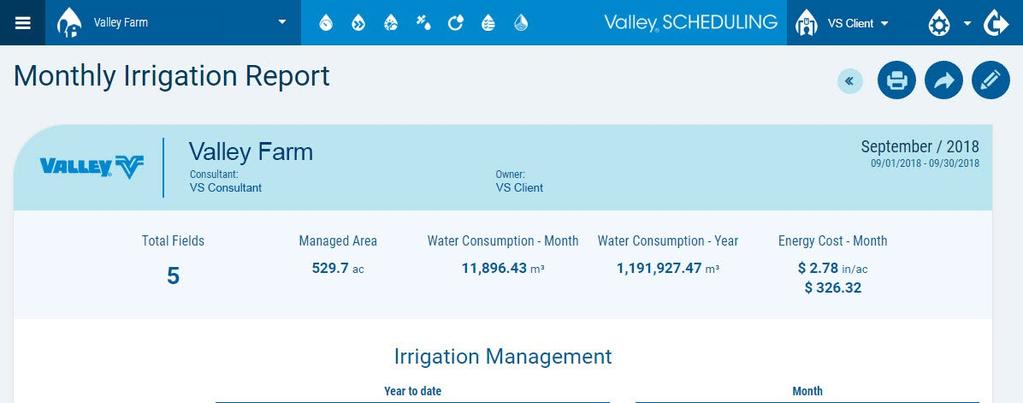 Viewing Monthly Reports > Printing To print the monthly irrigation report, refer to