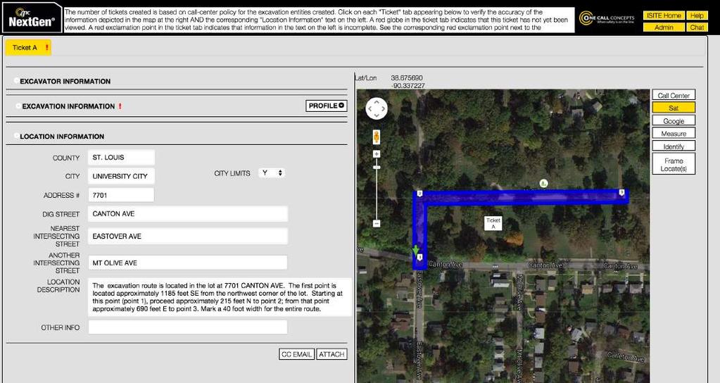 PRECISE MAPPING AND WHY IT S IMPORTANT NextGen automatically creates Location Information based on the excavation entities you create in the map interface.