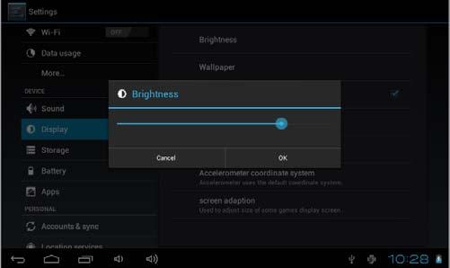 2.2. Brightness Select Display in the setting interface.