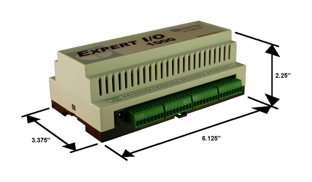Mounting The has a compact design and can be mounted on a DIN rail. However, it works equally well on horizontal surfaces without the rail.