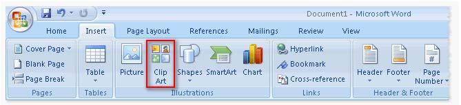 Take the following steps to insert a clip art in a document: 1.