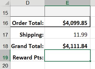 Simple IF function example: In this example, reward points are given for every dollar spent over $1000. If the order total is below $1000, there should be zero points. 1.