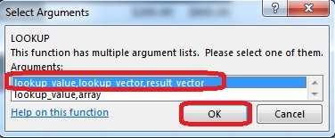 Step 4: For Lookup_value click cell D2, for Lookup_vector select