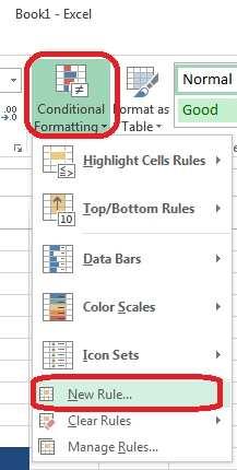 Step 3: In the New Formatting Rule dialog box select Use a formula to determine which cells to format,