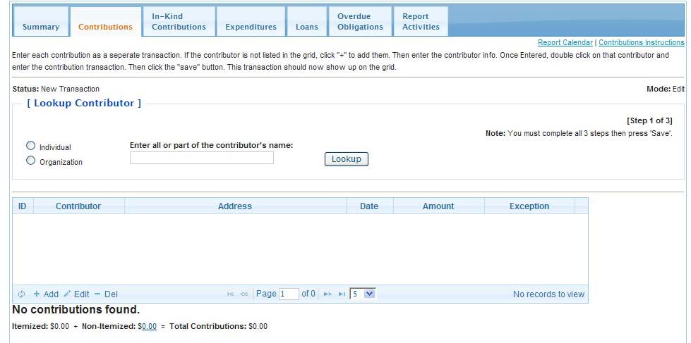 Figure 5.3.1 Figure 5.3.2 6. After you enter the information about the contributor, click the Save button and that contributor will show up in the grid. 7.