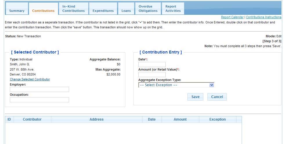 To enter non itemized contributions (contributions under $50), click the link at the