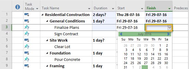 (Updating calendars from the default will be covered off in the section Updating Work Resource Calendars) Once you have an Idea of how long a task