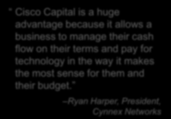 Ryan Harper, President, Cynnex Networks An upfront investment is usually unavoidable when it comes to