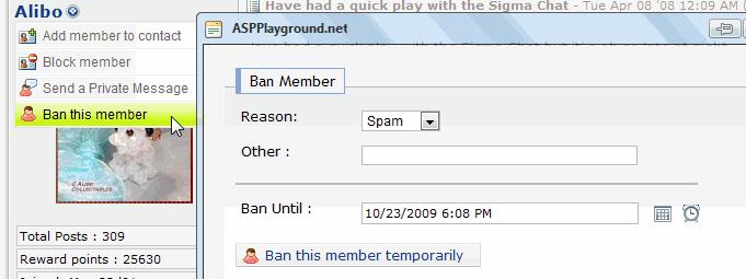 If you find it necessary as part of the dispute handling, you can also temporarily ban a user by hovering over a user s name beside his