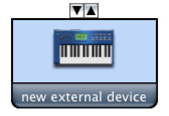 External Device Icon Making MIDI input and output connections 6 Click the arrow for the appropriate input port of the device and drag a cable to the output arrow of the corresponding port of the MIDI