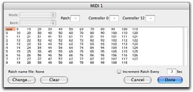 To import MIDI patch names into Pro Tools: 1 Verify the MIDI Device name in the Audio MIDI Setup window (see Audio MIDI Setup on page 21).