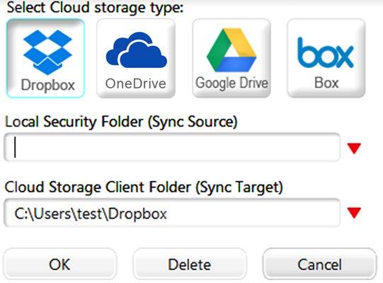 1. Select cloud storage type (Dropbox / SkyDrive / Google