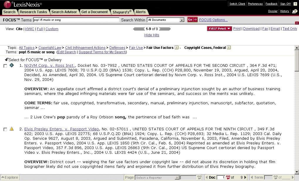 Viewing Search Results Display Formats Cite Displays a bibliographic list of the citations. (See Cite List Overviews below.) KWIC Displays a 25-word window of text around your search words.